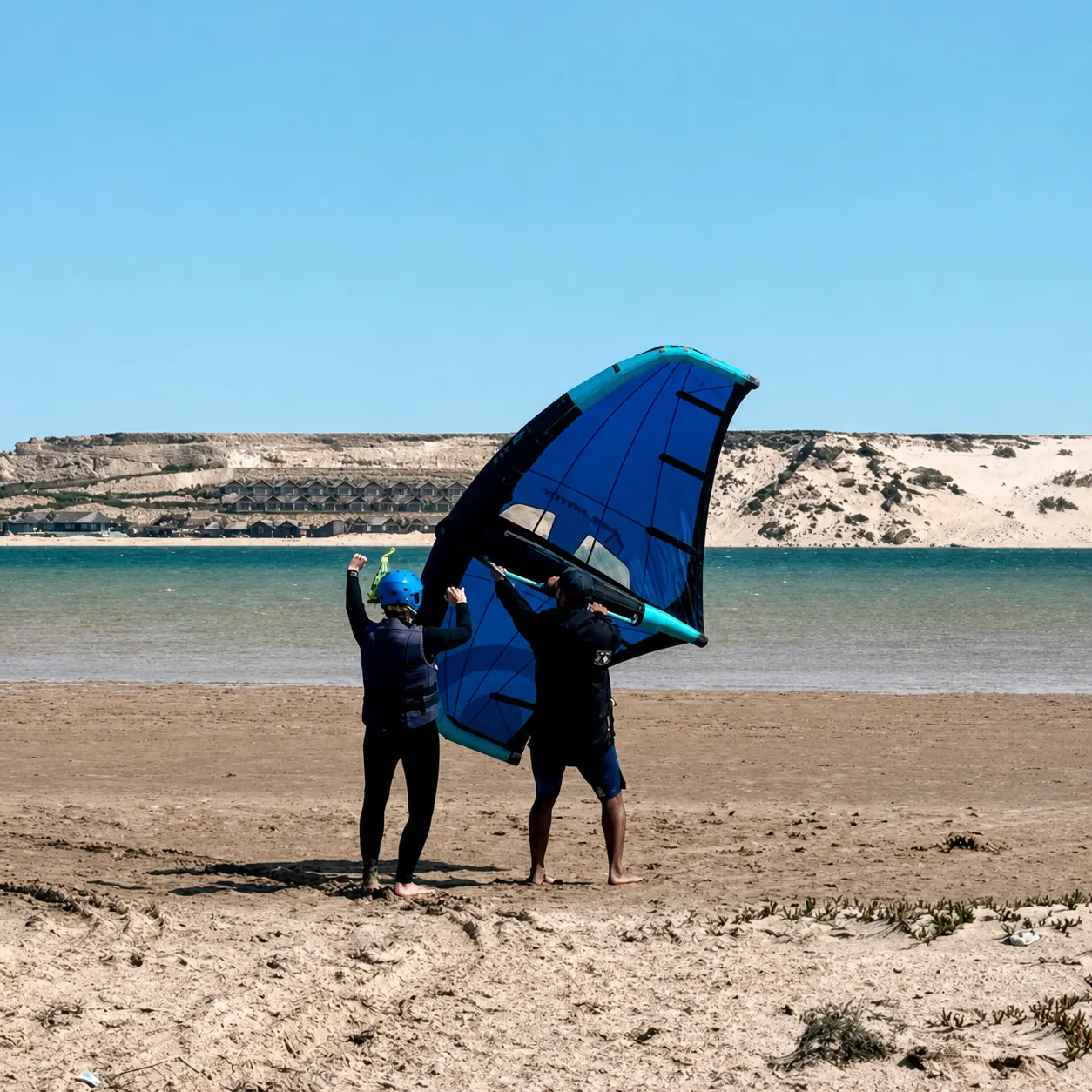 Cours de wingfoil à Dakhla Camp en duo